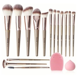 15 Piezas Brochas De Maquillaje Profesional Color Marrón