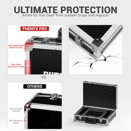 Phenyx Pro Equipment Storage Case, Carrying Case with Customizable Pre-Diced Foam, Aluminum Alloy Frame, Perfect for Wireless Microphone Systems (PCSE-M)