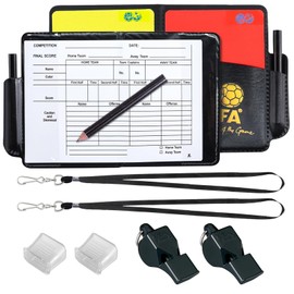 QMLING 2 Football Referee Kit, Red and Yellow Football Referee Cards, Score Book with Pencil, Referee Whistle with Lanyard, Football Accessories for Sports Match