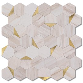 V-MOZZA Hexagon Peel and Stick Backsplash, 10-Sheet Peel and Stick Tiles PVC Wall Tile Stick on Backsplash for Kitchen Bathroom Fireplace