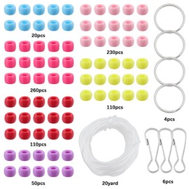 SUNNYCLUE 1 Box DIY 10 Sets Pony Beads Keychain Kit Bead Animals 6mm Pink Opaque Pony Beads Valentine's Day Beading Heart Butterfly Flower Bear Shamrock Pony Bead Animal Pets Key Chain for Crafts