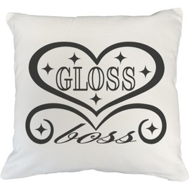 Gloss Boss, Title for People Who Love Lip Gloss - Beauty Themed Merch for Makeup Artist or Cosmetologist, Gift for Makeup Lovers, Pillow Cover, White 18X18 in