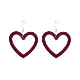 IMINI Red Heart Earrings for Women and Girls 925 Sterling Silver Earrings Hook Statement Earrings for Mother's Day, White Gold
