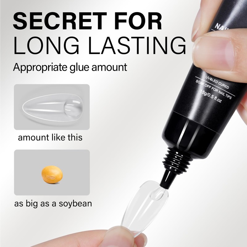 AILLSA Gel Nail Glue for Nails Tips, Solid Super Strong