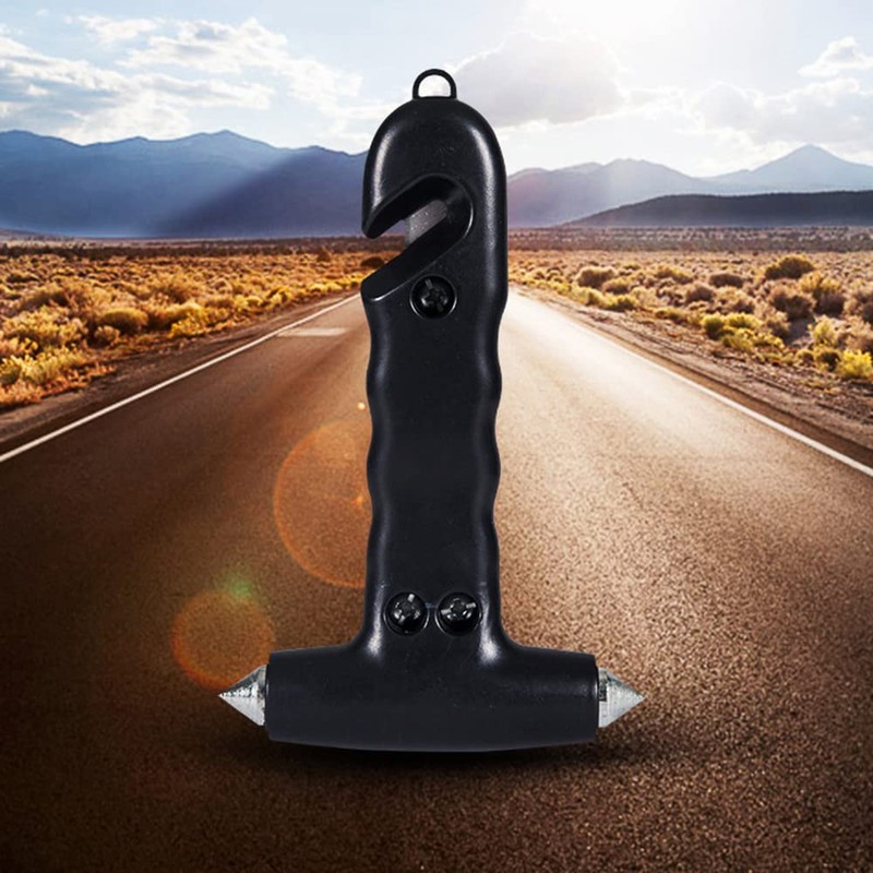 TOTMOX Window Breaker,Double-Sided Window Breaker w/Carbonized Hammer Tips,Black Safety Hammer