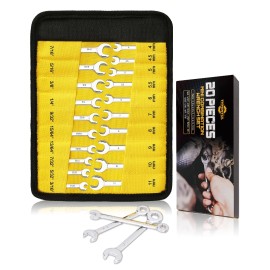 THYENTUL 20Pcs Small Wrench Set Mini Metric & SAE Ignition Combination Wrench...