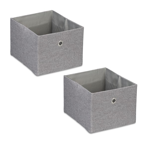 Relaxdays Aufbewahrungsbox, kleine Ordnungsbox aus Stoff, 2er-Set, HBT: 16 x