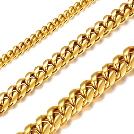 Richsteel Men's Curb Chain 6/10/14 mm Wide 36 cm - 76 cm Long Cuban Chain Hip Pop Punk Chain for Joys Model, Stainless Steel