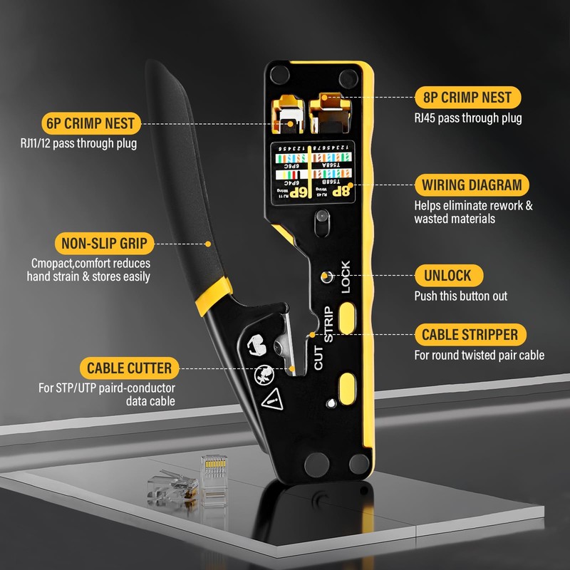 RJ45 Crimping Tool Kit - Network Tool Kit with Crimping