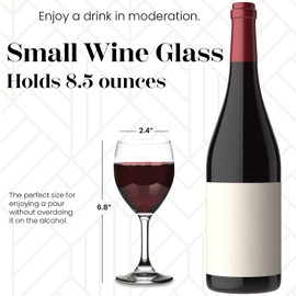 Vikko 8.5 Ounce Glass Wine Glasses, SMALL Wine Glasses, Wine Glass for Red and White Wine With Stem, Clear Glasses for Wine, Thick and Durable Stemmed Wine Glasses, White Wine Glasses Set of 12