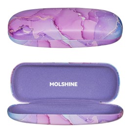 molshine Hard PU Leather Glasses Case, Portable Travel Glasses Case for Men, Women, Girls, Travel, Study, Work, Purple
