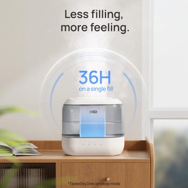 Dreo Humidifiers for Bedroom, 4L Top Fill for Large Room, 36H Runtime, 28 dB Quiet Supersized Cool Mist Air Humidifier for Baby Nursery, Plants, Indoor, Night Light, Easy to Clean & Fill, Gray