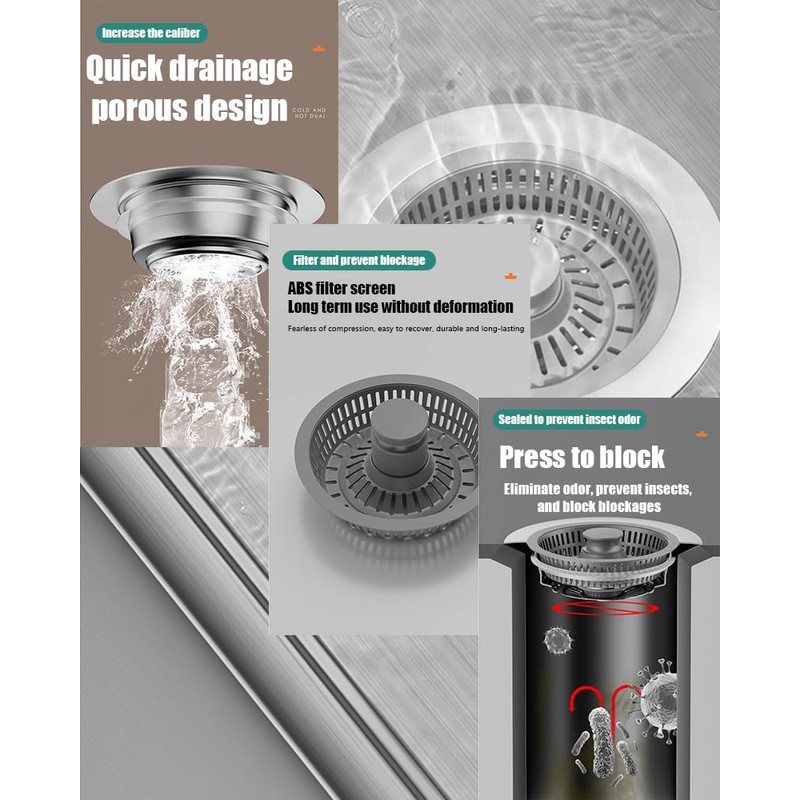 3 in 1 kitchen sink drain strainer and Stopper Combo