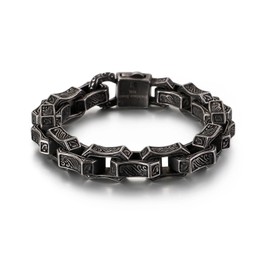Klapgo Wave Engraved Chain Men's Stainless Steel Bracelet Black
