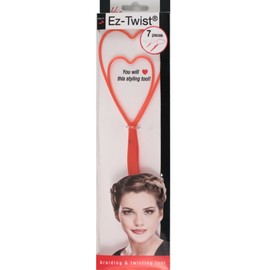 Mia Ez Twist, Hair Braiding and Twisting, You Will "HEART" This Styling Tool, 1 large, 1 small + 5 Plastic Elastics, For Women and Girls 7pcs