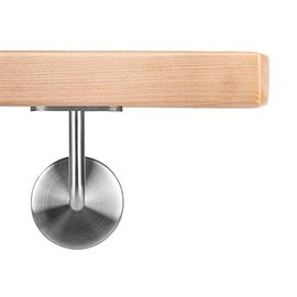 VKT Wooden Handrail 42 x 42 mm Wall Handrail Spruce Holder Round 50 cm 2 Holders