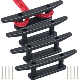 VEITHI Black Nylon Boat Cleat 6.5 inch, Dock Cleat with Hardware 4 Pack,Boat Dock Cleats Nylon Cleat for Kayak Rope Cleat Used for Docking Boats,Small Vessels,Canoe,Mooring,Dock Tie Down Cleats