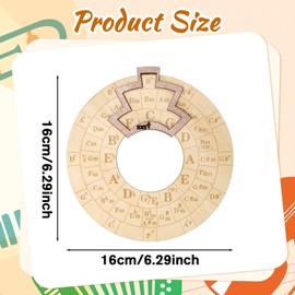 Ptwola Circle of Fifths Wheel Wooden Round Melody Chord Tool 6.3 inches Large Size Notes Chords Key Signature Music Theory Learning Tool for Musicians Songwriting Beginners
