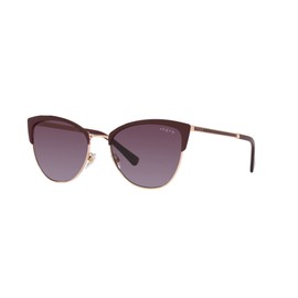 Vogue Eyewear Woman Sunglasses Top Bordeaux/Rose Gold Frame, Gradient Violet Lenses, 55MM