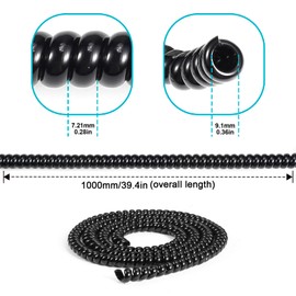 Pack of 2 100 cm Scooter Cable Protection E-Scooter Accessories Black Spiral Cable Tube Flexible Spiral Hose Cable Organiser for Cable Management