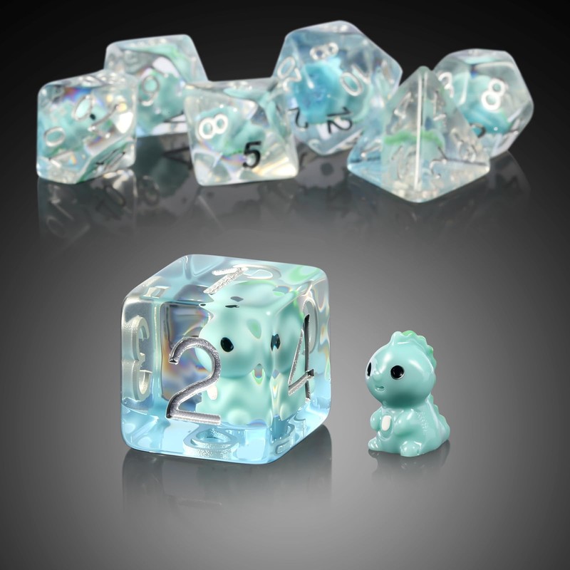 Dinosaur D&D Dice Set 7PCS Polyhedral Dice for Dungeons and