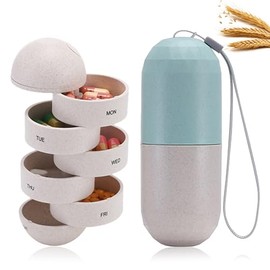 Organizador de Píldoras Semanal de 7 Días, Pastillero de Viaje con 7 Compartimentos, Fibra de Grano a Prueba de Humedad, sin BPA (Gris)