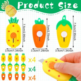 12 Pcs Cute Box Cutter Mini Retractable Kawaii Box Cutters Box Opener Package Opener Cutter Back to School Gifts Pineapple Carrot Corn Carton Letter Opener for Office School Stationery