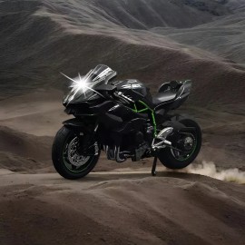 Xopexld Moto Miniatura Kawasaki H2R Escala 1:12 Metal y Luz Negra