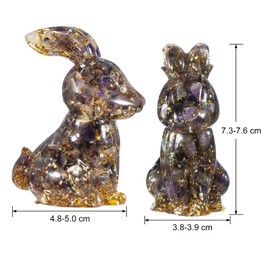mookaitedecor Amethyst Crystal Rabbit Figurine Ornament Home Good Luck Decor, Resin Healing Crystal Animal Bunny Sculpture Gift Stone Statue Purple Bedroom Decor Easter Bunny Decoration