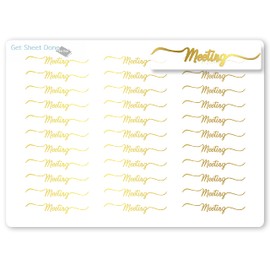 Meeting Script Planner Stickers / 30 Gold Foiled Text Headers (1.5") / Work Schedule/Essential Productivity Life Planner Stickers/Bullet Bujo Journal/TODO to do Appointments