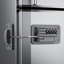 Ougourim Upgraded Combination Fridge Lock for Child Safety, Keyless Refrigerator & Freezer Lock with Code for Kids, Grey