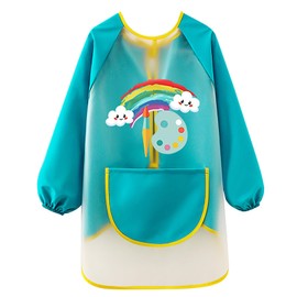 Buywis Kids Painting Smocks Waterproof Long Sleeve Apron Children's Art Smock with Pockets Blue Fit Height 110-130cm