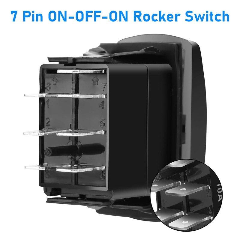 Linkstyle Momentary Rocker Switch, 7 Pin DPDT 20A ON-Off-ON Up/Down
