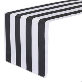 YOUR CHAIR COVERS - 14 x 108 inch L'Amour Satin Table Runner for Weddings, Events, Hotels and Catering Services - Black/White Striped