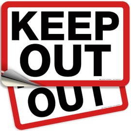 iSYFIX Keep Out, Sign Stickers - 2 Pack 10x7 Inch - Premium Self-Adhesive Vinyl, Laminated for UV, Weather, Scratch, Water & Fade Resistance, Indoor & Outdoor