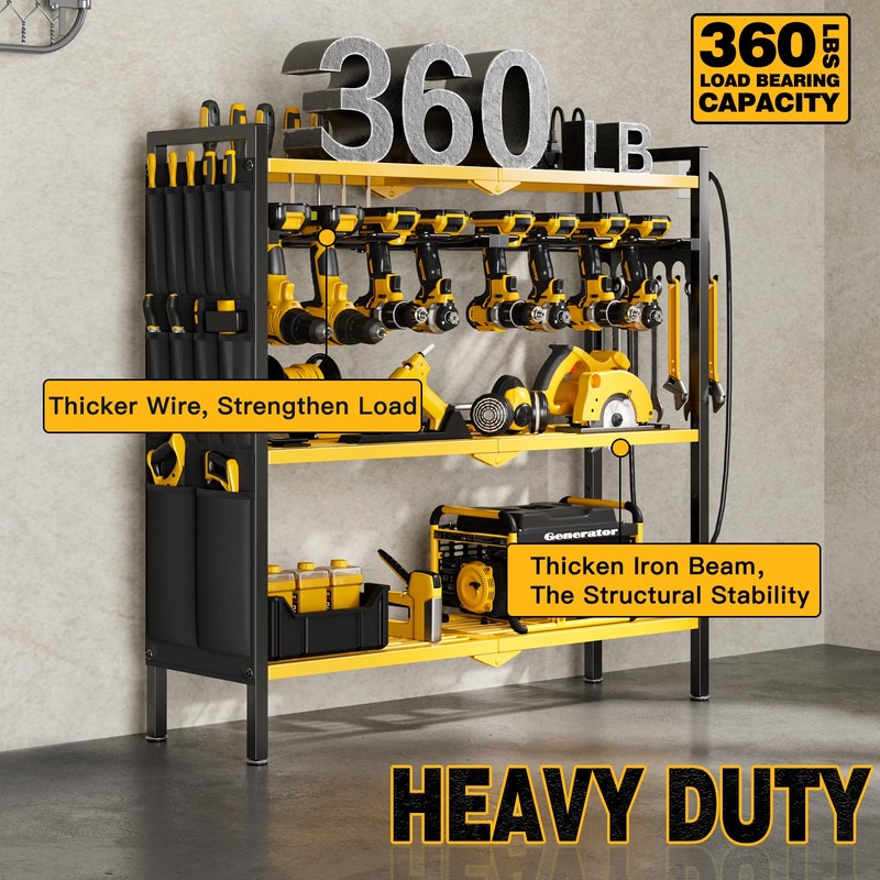NattyDot Large Power Tool Organizer Cart with Charging Station 8
