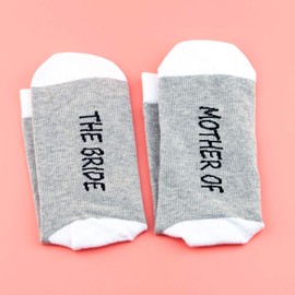 LEVLO Wedding Gift Mother of the Bride Socks Mother of the Groom Gift Bridal Party Socks Mother In Law Gift (1 pair-mid calf-mother of bride)