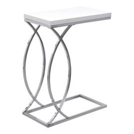 Homeroots 18.25" X 10.25" X 25" White Mdf Metal Accent Table