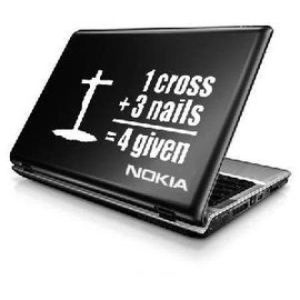 Rad Dezigns 1 Cross 3 Nails 4 Given Christian Car Window Wall Laptop Decal Sticker - White 4.8in X 3in