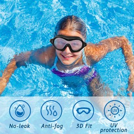 Yuehuamech Adult Swimming Goggles, Large Frame, No Leaks, Anti-Fog, UV Protection, Swimming Goggles with Ear Plugs, Clear Vision Water Goggles for Men, Women, Freediving Swimming