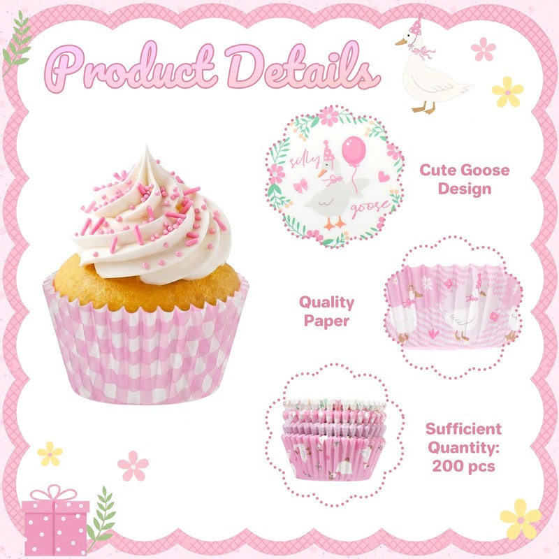 Glavatrix Silly Goose Cupcake Liners, 200 PCS Standard Baking Cups,