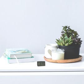 TFA Dostmann Digital Mini Alarm Clock 60.2045.10 Alarm Clock with Thermometer and Humidity Meter Ideal as Travel Clock for Exams Quartz Clock Table Clock Small Compact Grey