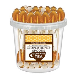 Melville Candy, Clover Honey Coffee Spoons Lollipop on Wooden Ball Sticks, Count of 30 Bucket
