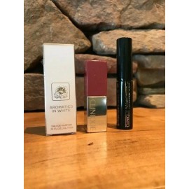 Clinique Aromatics in white Perfume .14oz + Plum pop lipstick & High imp mascara