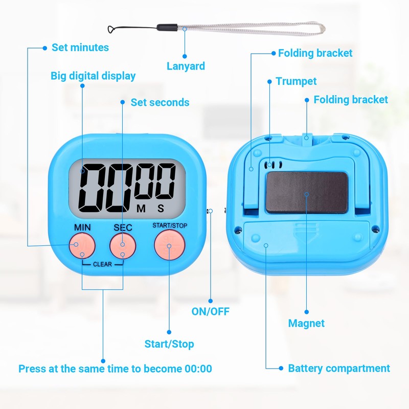 6 Packs Magnetic Kitchen Digital Timers Classroom Stopwatch Timer 6