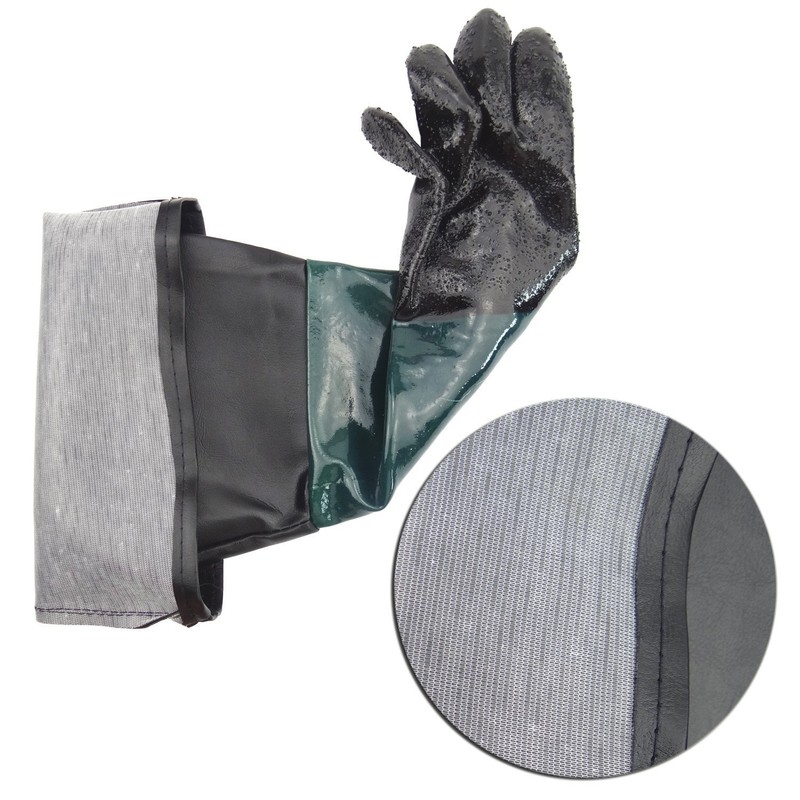 Jewboer 23.6" Rubber Sandblast Cabinet Gloves,Sandblasting Sand Blaster Gloves for
