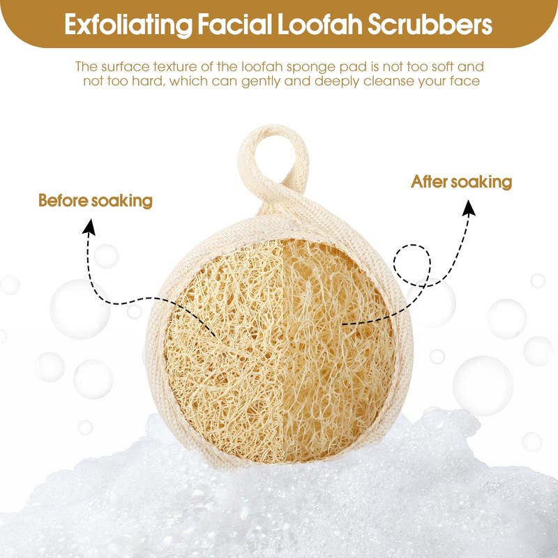 6 púas de esponjas exfoliantes para la cara, esponja limpiadora