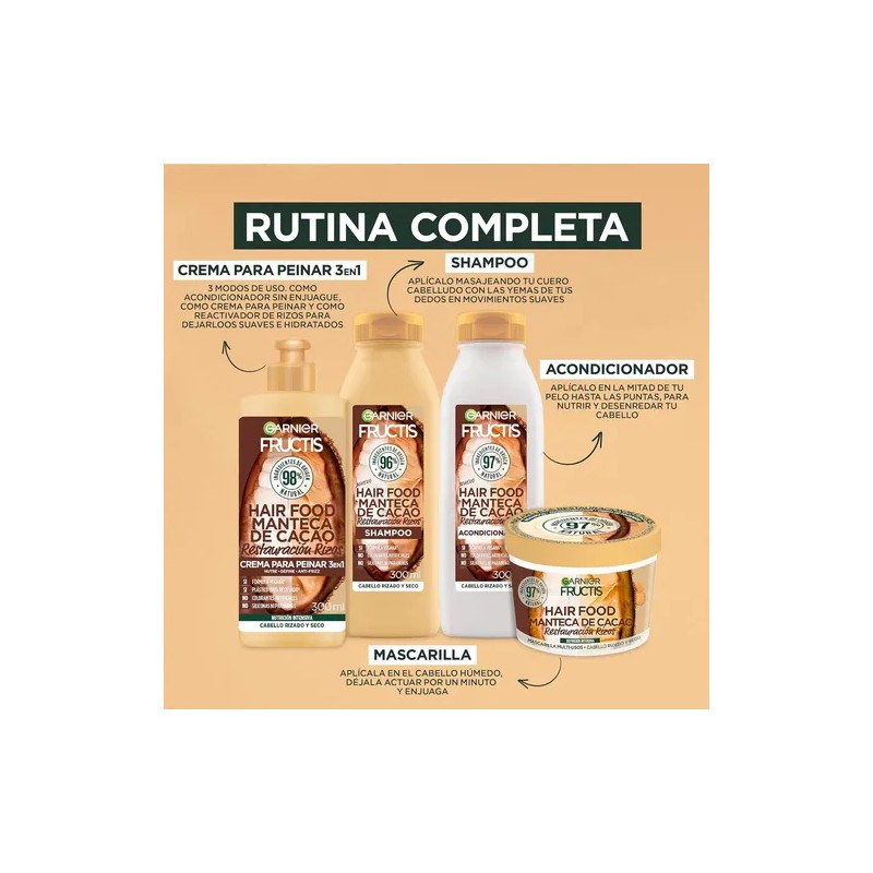 Kit Garnier Fructis Hair Food Cacao Rutina Completa Restaura