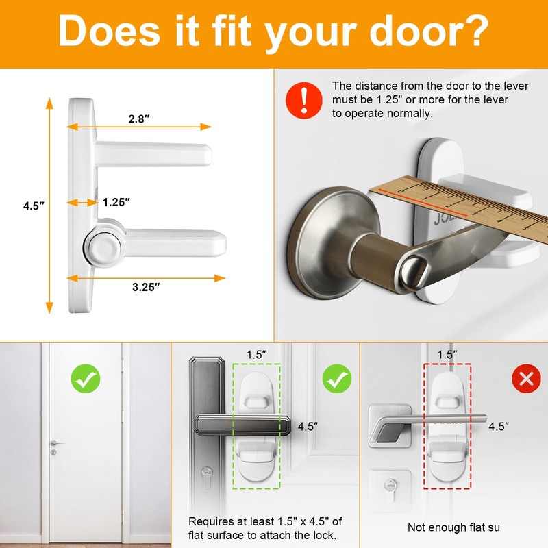 Jolik Improved Childproof Door Lever Lock(4 Pack) - Child Door