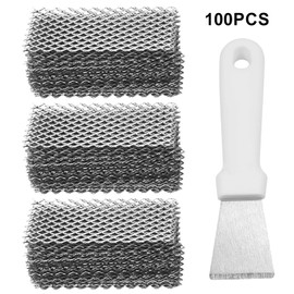 QKDS 100 PCS Stainless Steel Brick Weep Hole Covers for Brick Walls, 2.75 Inch Brick Hole Filler, Bended Window Weep Hole Covers with Stainless Steel Spatula, Easy Installation